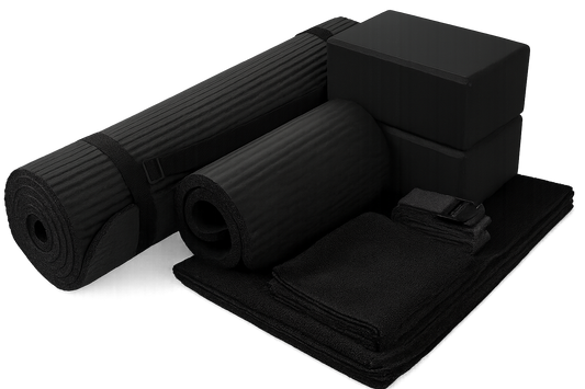 7-Piece Set - Include 1/2" Thick Yoga Mat with Carrying Strap, 2 Yoga Blocks, Yoga Mat Towel, Yoga Hand Towel, Yoga Strap and Yoga Knee Pad