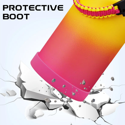64Oz Water Bottle with Paracord Handle, Straw & Auto Spout Lids, Shoulder Carrier Bag & Protective Boot, Sweat-Proof Insulated Water Jug